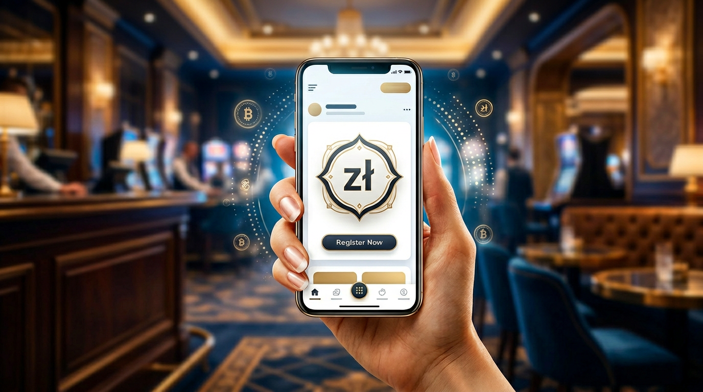 Digital illustration of a 50 PLN no deposit casino bonus on a smartphone screen